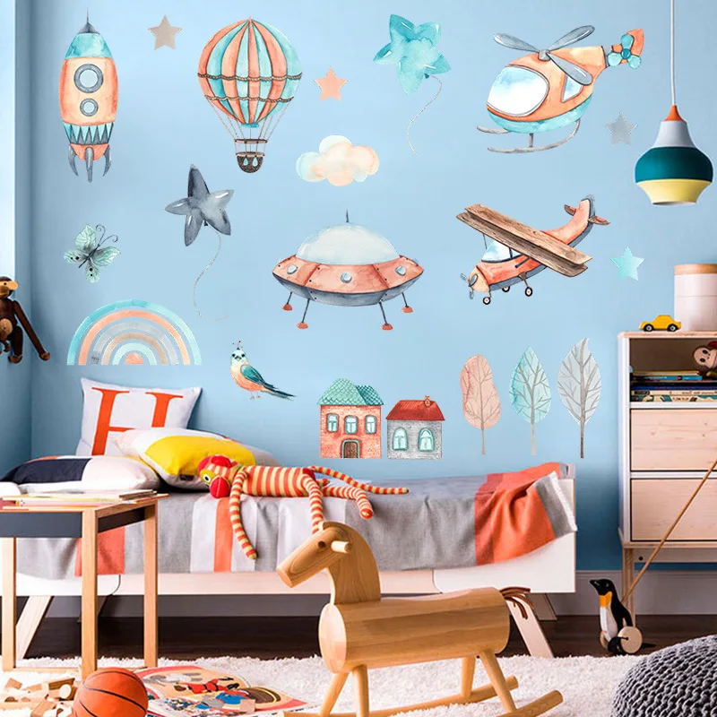 Cartoon Airplane UFO Wall Stickers for Kids room Children Bedroom Nursery Wall Decor Removable PVC Wall Decals Art Murals Decor
Cartoon Airplane UFO Wall Stickers for Kids room Children Bedroom Nursery Wall Decor Removable PVC Wall Decals Art Murals Decor