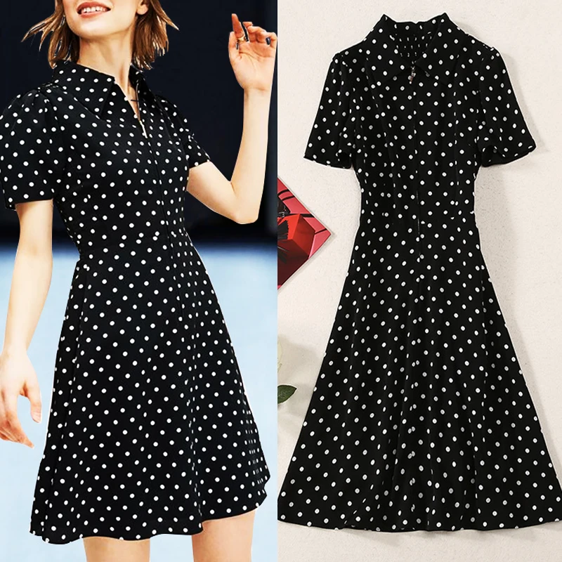New American simple and atmospheric with waist closed slim and white wave point fresh dress for women
New American simple and atmospheric with waist closed slim and white wave point fresh dress for women