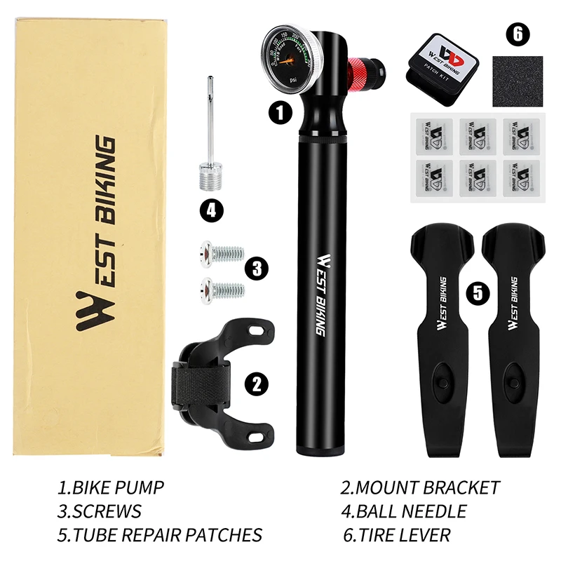 WEST BIKING Bike Pump 300PSI High-pressure Air Shock Pump Fork Rear Suspension Hose Gauge Air Inflator Bicycle Tire Tools Kit
WEST BIKING Bike Pump 300PSI High-pressure Air Shock Pump Fork Rear Suspension Hose Gauge Air Inflator Bicycle Tire Tools Kit