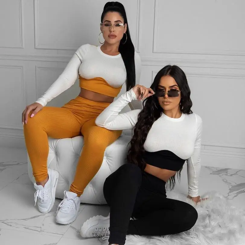 2021 Spring Women's Tight-Fitting Shark Leggings Suit Solid Color Stitching Long-Sleeved Top Casual Pants Sports Suit Female
2021 Spring Women's Tight-Fitting Shark Leggings Suit Solid Color Stitching Long-Sleeved Top Casual Pants Sports Suit Female