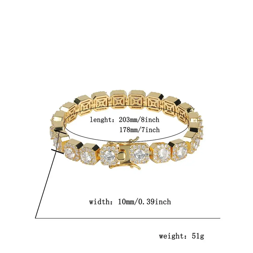 1 New Gold Bijoux Color AAA 10mm Cubic Zirconia Paved All Iced Out Tennis Bling Lab CZ Stones Bracelet Charm Bracelets For Women
1 New Gold Bijoux Color AAA 10mm Cubic Zirconia Paved All Iced Out Tennis Bling Lab CZ Stones Bracelet Charm Bracelets For Women