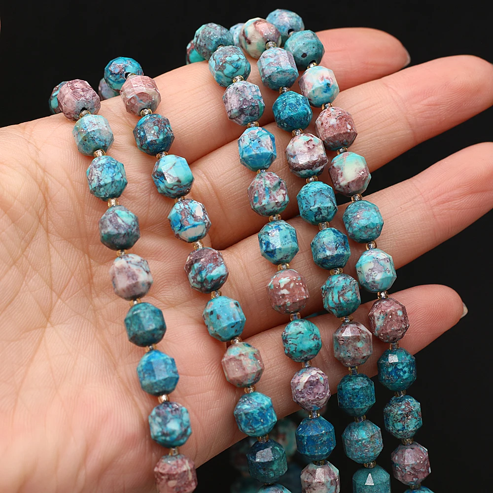 

Natural stone semi-precious stone faceted beaded king turquoise used for DIY jewelry making DIY bracelet accessories 8mm
