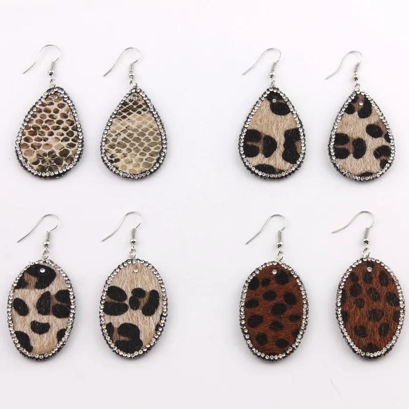 Trendy Fashion Inlay Crystal Genuine leather Earrings Oval Teardrop Spot Leopard Drop Earrings for Woman Jewelry 
Trendy Fashion Inlay Crystal Genuine leather Earrings Oval Teardrop Spot Leopard Drop Earrings for Woman Jewelry