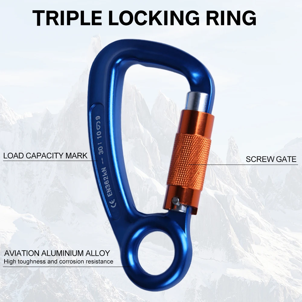 30KN Professional Climbing Carabiner Screw Locking Gate Carabiner Heavy Duty D-shape Buckle Hammock Locking Clip Accessories
30KN Professional Climbing Carabiner Screw Locking Gate Carabiner Heavy Duty D-shape Buckle Hammock Locking Clip Accessories