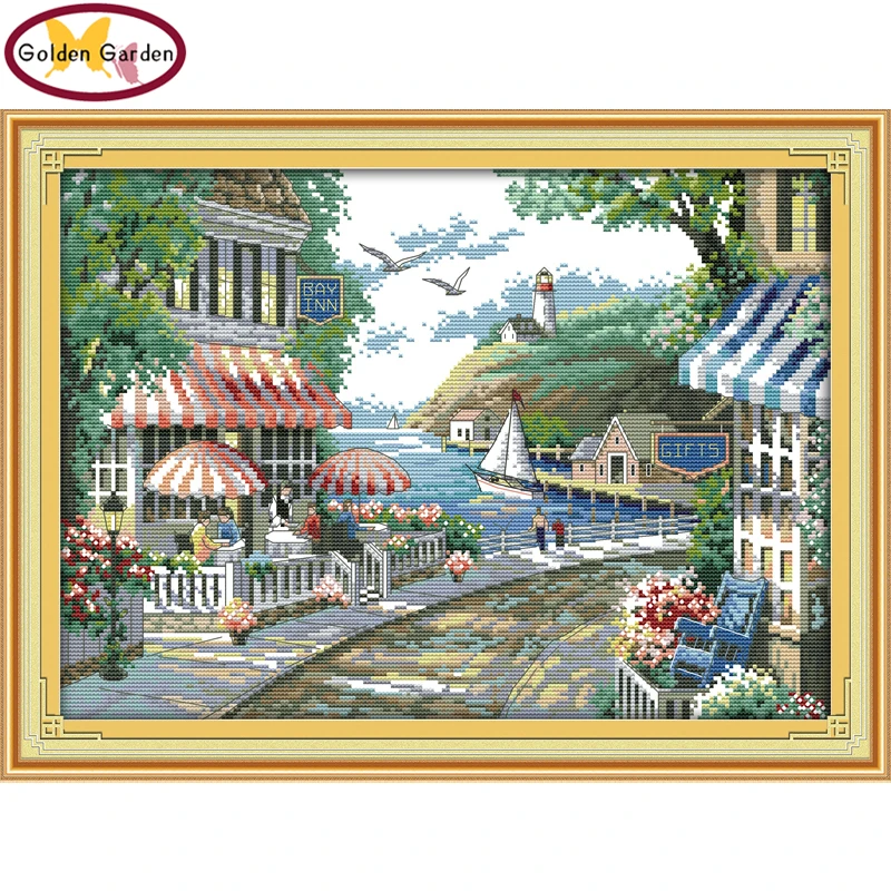 NKF The Seaside Cafe Stamped Cross Stitch Pattern DIY Kit Needlework Embroidery Set Chinese Cross Stitch for Home Decor
NKF The Seaside Cafe Stamped Cross Stitch Pattern DIY Kit Needlework Embroidery Set Chinese Cross Stitch for Home Decor