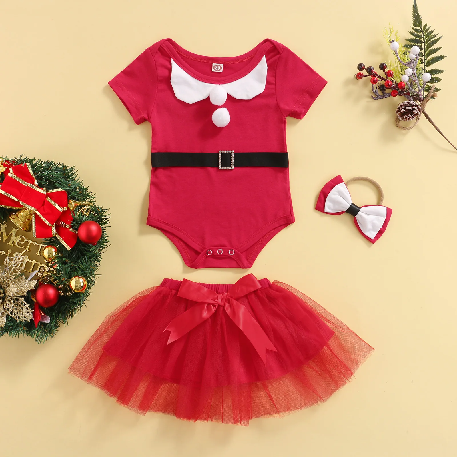 0-12 Months Baby Girl Romper Tops, Skirt Headband Suit, Short Sleeve Round Neck Playsuit Layered Mesh Dress for Christmas
0-12 Months Baby Girl Romper Tops, Skirt Headband Suit, Short Sleeve Round Neck Playsuit Layered Mesh Dress for Christmas