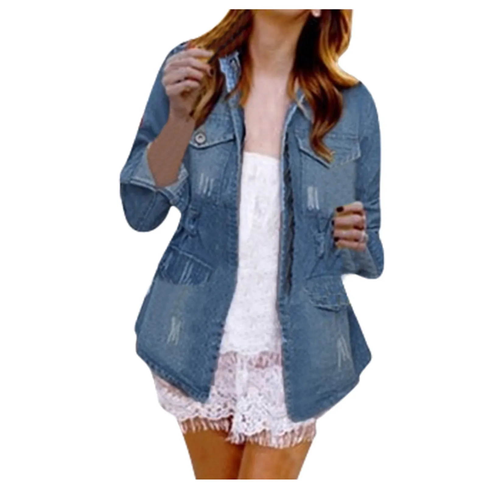 Oversized Casual Womens Ladies Denim Harajuku Jeans Chain Jacket Pocket Coat Zipper Waist Making Old Women's Denim Jacket Tops
Oversized Casual Womens Ladies Denim Harajuku Jeans Chain Jacket Pocket Coat Zipper Waist Making Old Women's Denim Jacket Tops