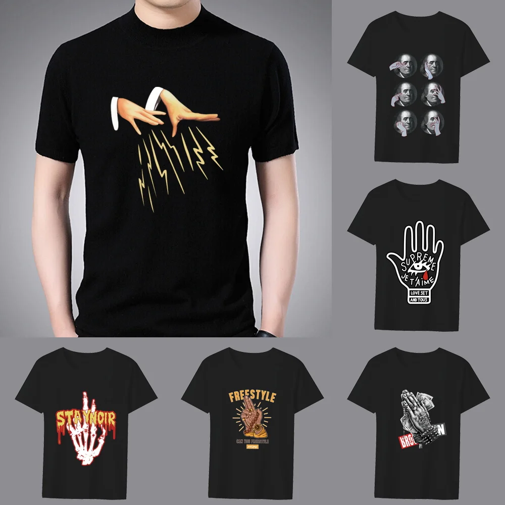 Fashion T-shirt Men's European and American Trend Gesture Printing Pattern Series Casual O-neck Commuter Comfortable Top T-shirt
Fashion T-shirt Men's European and American Trend Gesture Printing Pattern Series Casual O-neck Commuter Comfortable Top T-shirt