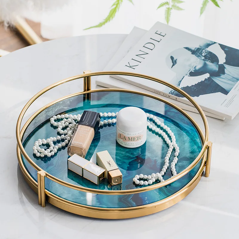 European Style Modern Simple Glass Tray, Home Decoration, Tea Set, Disc, Blue Agate Metal Handicraft
European Style Modern Simple Glass Tray, Home Decoration, Tea Set, Disc, Blue Agate Metal Handicraft