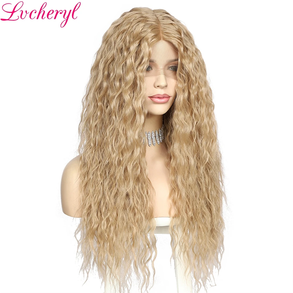 Lvcheryl кружевные T Part дешевые парики для блонд длинные афро кудрявые волосы черно
