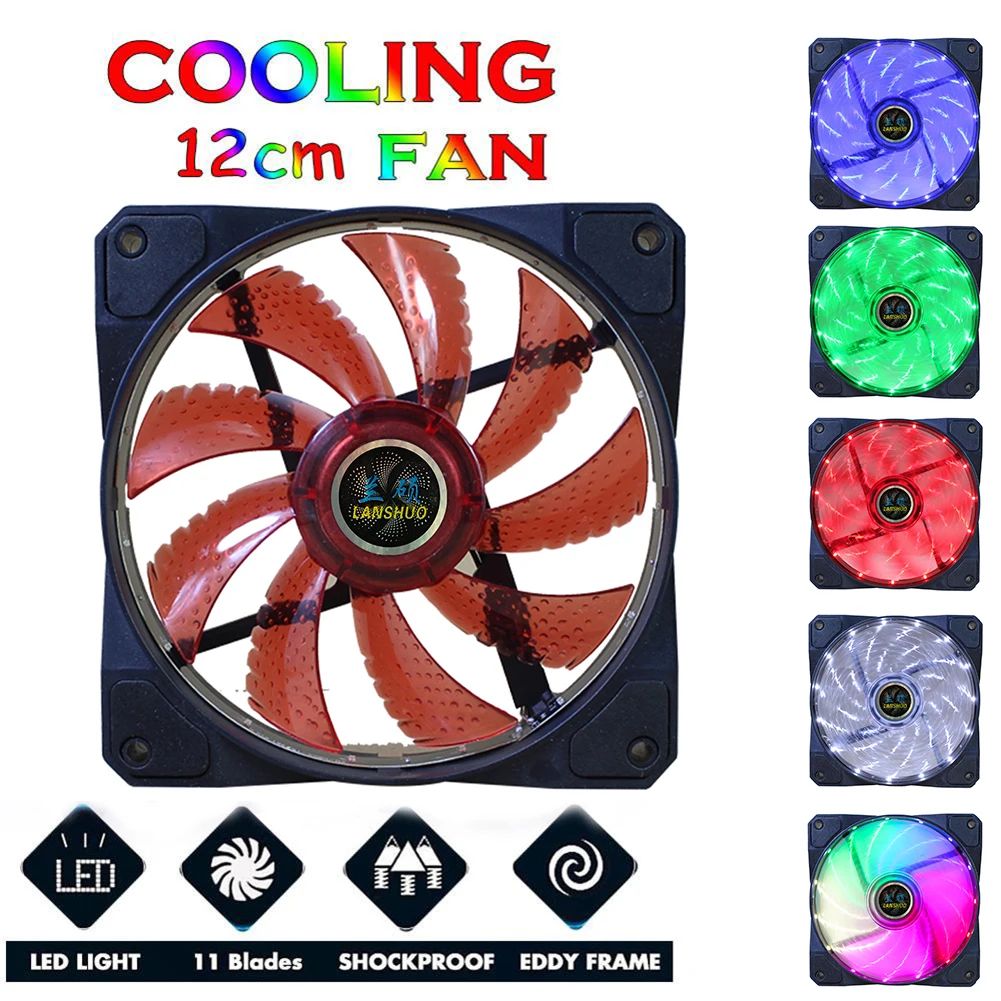 120mm 15 LED Ultra Silent Computer PC Case Cooling Fan 15 LEDs 12V With Rubber Quiet Molex Connector 4Pin plug fans Cooler
120mm 15 LED Ultra Silent Computer PC Case Cooling Fan 15 LEDs 12V With Rubber Quiet Molex Connector 4Pin plug fans Cooler