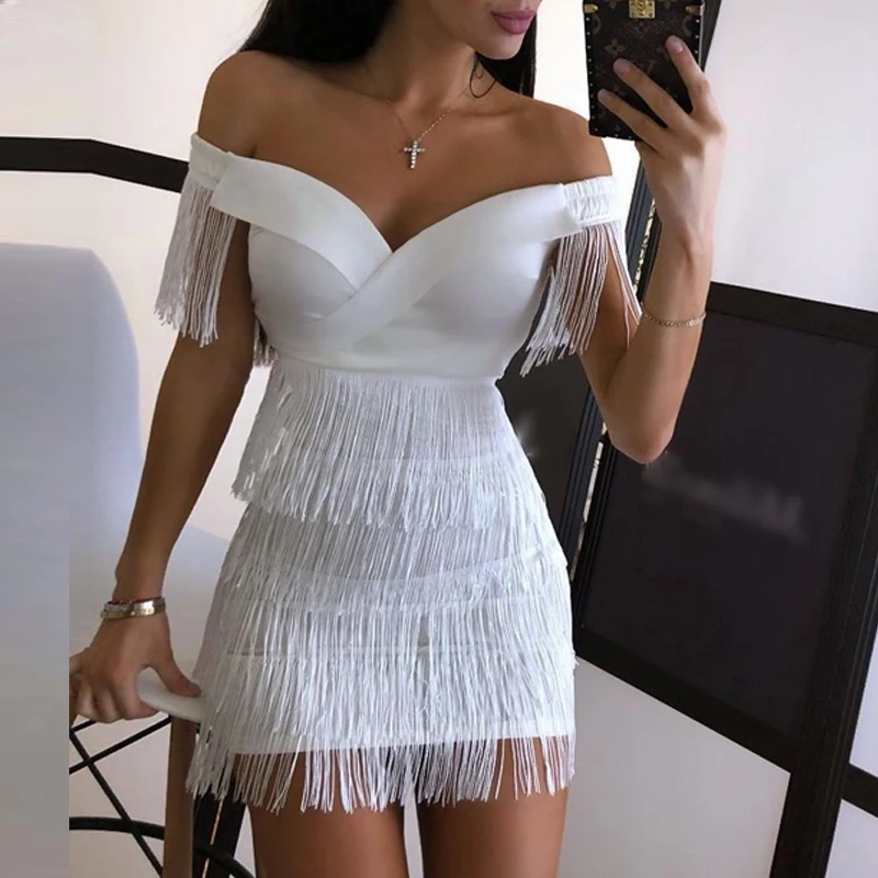 One Shoulder Dress New Arrival 2020 Dress Womens Sleeveless Sexy Tassel Solid Evening Club V-neck Mini Bandage Dress Vestidos
One Shoulder Dress New Arrival 2020 Dress Womens Sleeveless Sexy Tassel Solid Evening Club V-neck Mini Bandage Dress Vestidos