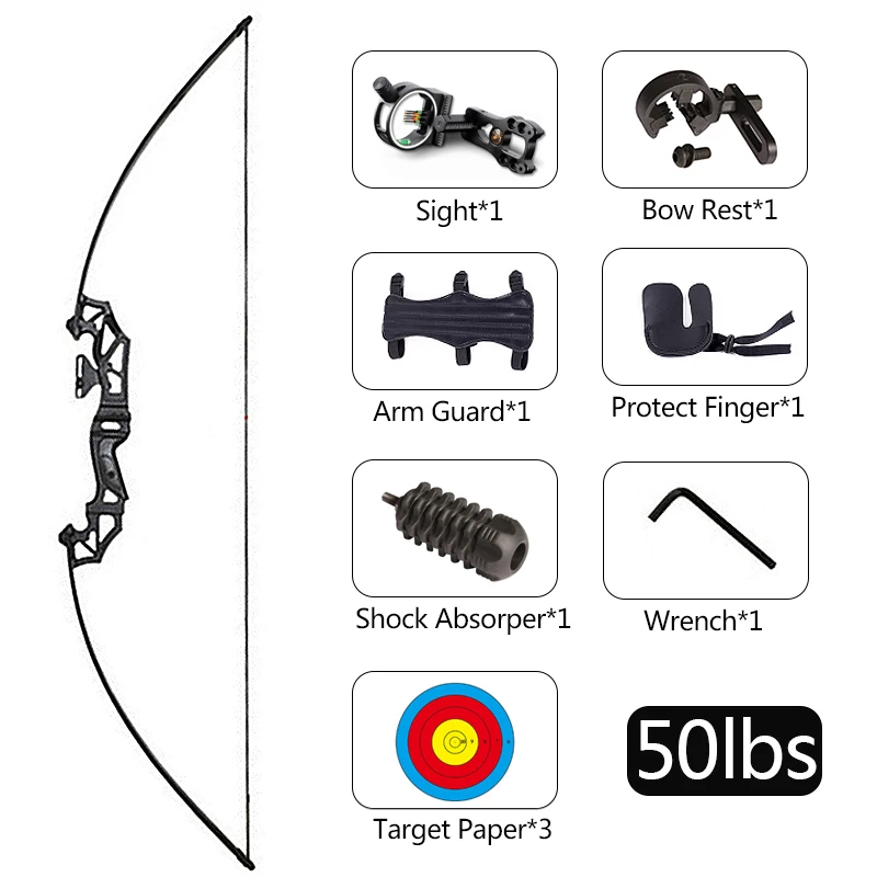 30-50lbs Archery Recurve Bow Hunting Bow Outdoor Fishing Darts Shooting Right Hand With Bow Accessories Game Practise Tool
30-50lbs Archery Recurve Bow Hunting Bow Outdoor Fishing Darts Shooting Right Hand With Bow Accessories Game Practise Tool
