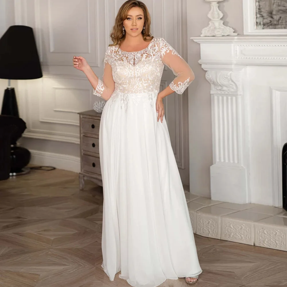Plus Size Chiffon Wedding Dress Summer 2022 A Line Scoop Neck 3/4 Sleeves With Applique Corset Bridal Gown Floor Length Custom
Plus Size Chiffon Wedding Dress Summer 2022 A Line Scoop Neck 3/4 Sleeves With Applique Corset Bridal Gown Floor Length Custom