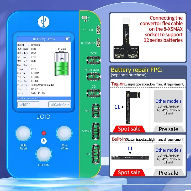 JC V1S Battery Repair Board Flex Cable for for iPhone 11 12 Pro Max Battery Data Reading and Writing Remove Error Health Warning
JC V1S Battery Repair Board Flex Cable for for iPhone 11 12 Pro Max Battery Data Reading and Writing Remove Error Health Warning