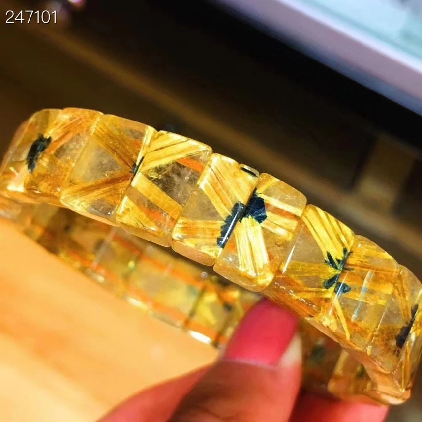 Natural Gold Rutilated Quartz Clear Rectangle Beads Bracelet Women Men 12.3x8.2x4.8mm Wealthy Stone Genuine AAAAAA
Natural Gold Rutilated Quartz Clear Rectangle Beads Bracelet Women Men 12.3x8.2x4.8mm Wealthy Stone Genuine AAAAAA
