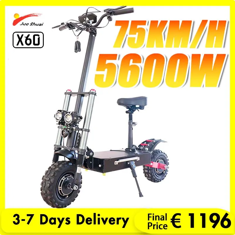 Двухмоторный электрический скутер Jueshuai X60, 5600 Вт, 85 км/ч, максимальная скорость, складной электроскутер, 60 В, 30 А, складной электроскутер с акк...
Двухмоторный электрический скутер Jueshuai X60, 5600 Вт, 85 км/ч, максимальная скорость, складной электроскутер, 60 В, 30 А, складной электроскутер с акк...