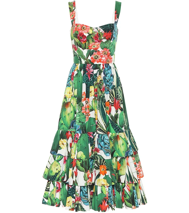 Runway Summer Sexy Spaghetti Strap Cotton Dress Women Tropical Jungle Florl Print Blackless Cascading Ruffle Beach Midi Dresses
Runway Summer Sexy Spaghetti Strap Cotton Dress Women Tropical Jungle Florl Print Blackless Cascading Ruffle Beach Midi Dresses