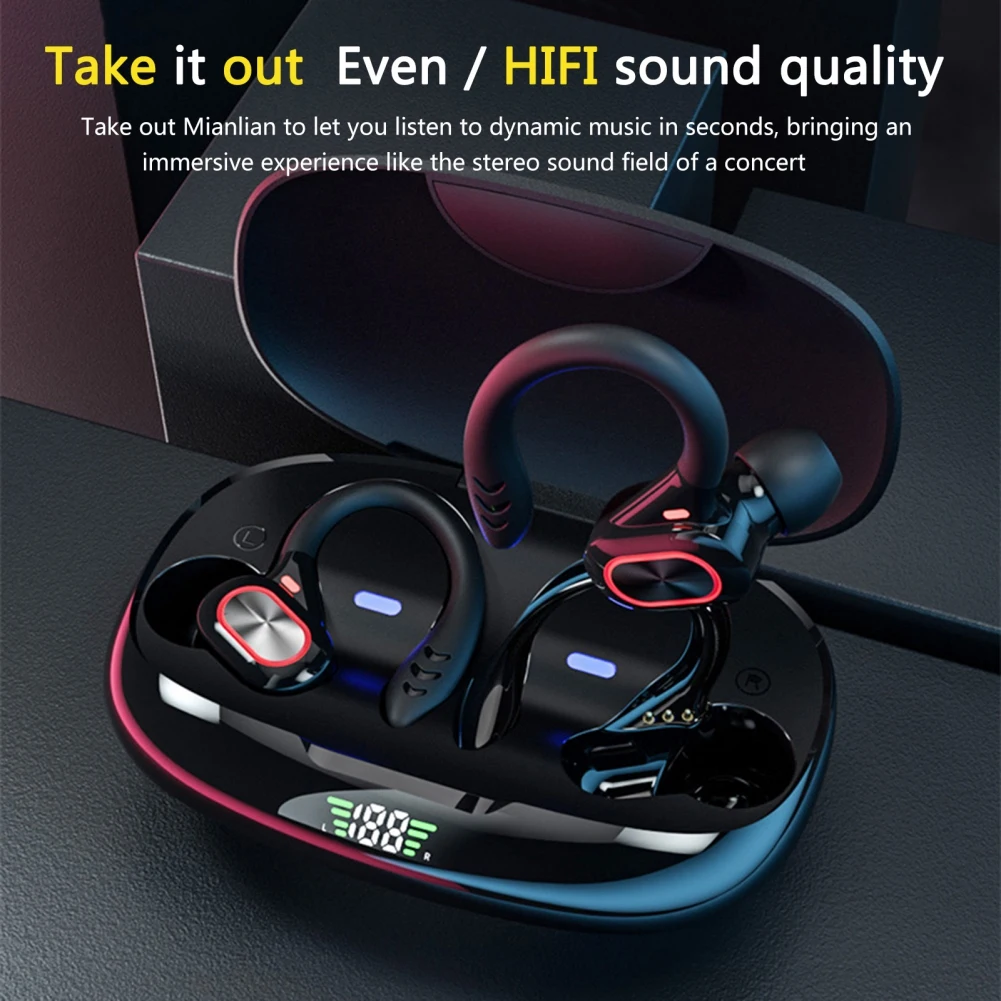 Bluetooth-совместимые Беспроводные наушники с ушным крючком, наушники с шумоподавлением, спортивные наушники 
Bluetooth-совместимые Беспроводные наушники с ушным крючком, наушники с шумоподавлением, спортивные наушники