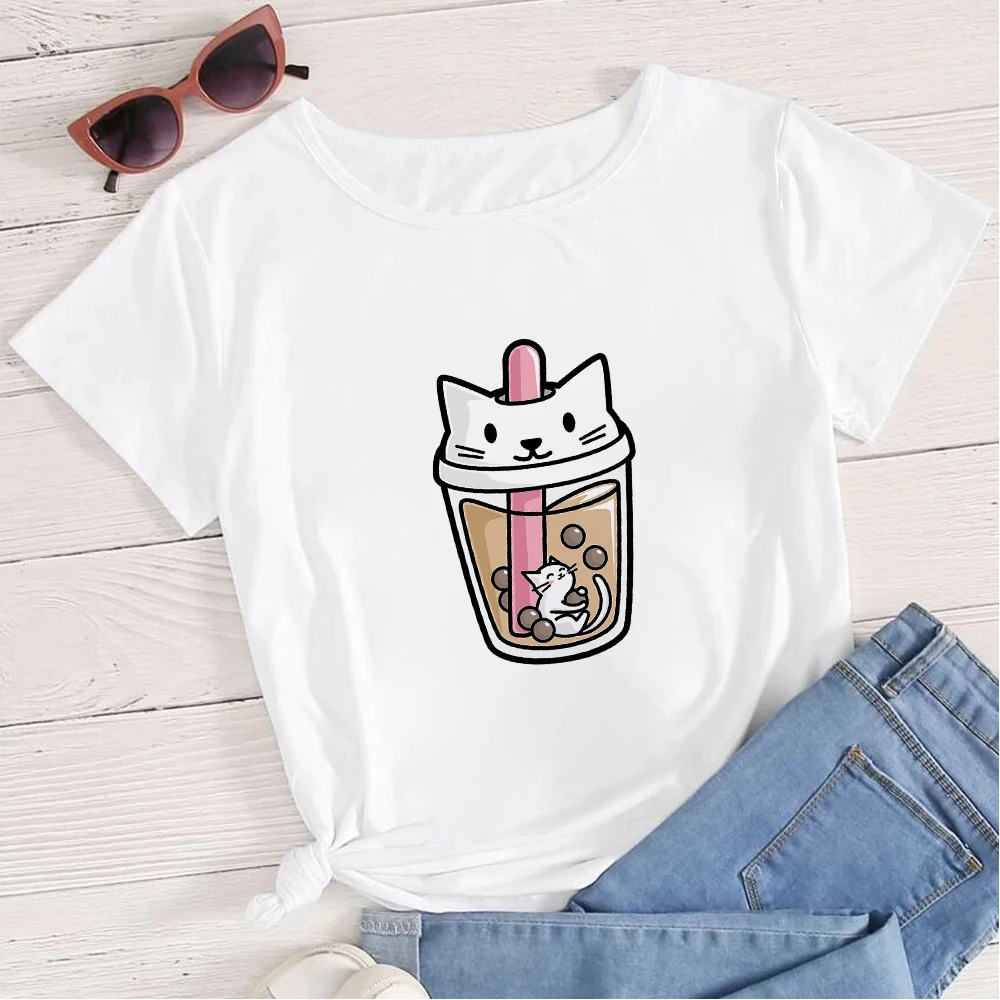 Cuet Cat Bubble Tea Cartoon Tees Happy Casual Young Women shirt Summer Plus Size Home Clothes футболка женская O-neck Dropship
Cuet Cat Bubble Tea Cartoon Tees Happy Casual Young Women shirt Summer Plus Size Home Clothes футболка женская O-neck Dropship