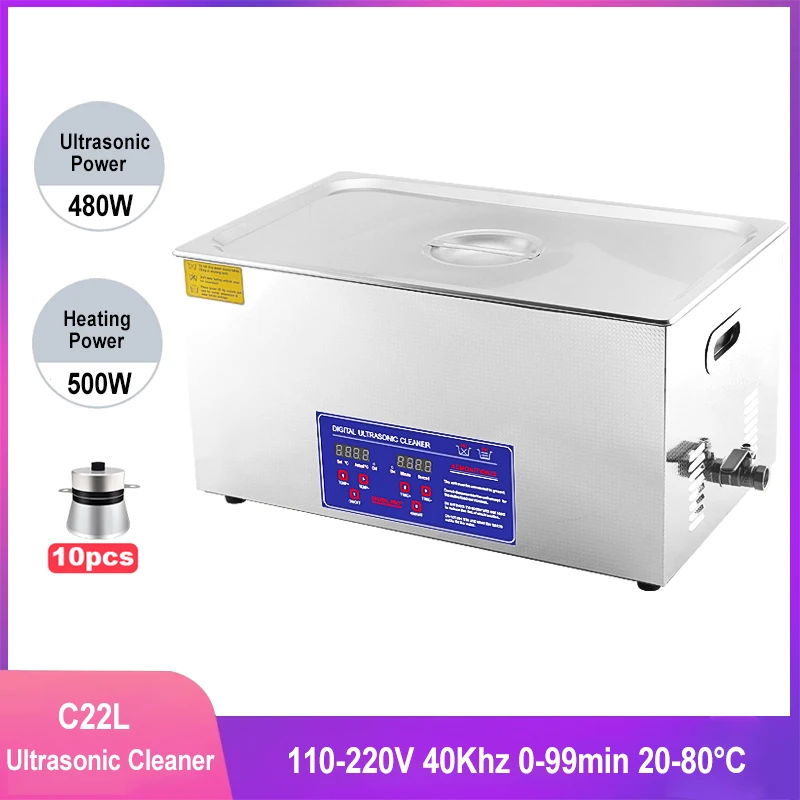 22L 480W Digital Ultrasonic Cleaner With Heater Timer Stainless Steel Trank For Cleaning Jewelry Brass Ultrason Bath
22L 480W Digital Ultrasonic Cleaner With Heater Timer Stainless Steel Trank For Cleaning Jewelry Brass Ultrason Bath