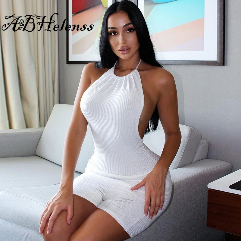 A&BHelenss Backless Shorts Rompers for Women Summer Clothing Rib Night Party Outfits Sexy Knitted Halter Bodycon Playsuit
A&BHelenss Backless Shorts Rompers for Women Summer Clothing Rib Night Party Outfits Sexy Knitted Halter Bodycon Playsuit