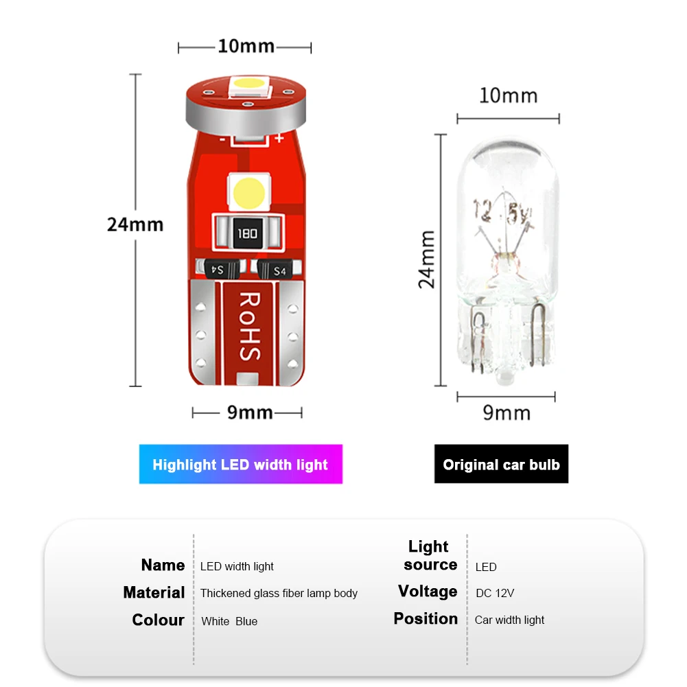 10pcs T10 501 194 W5W 7020 3SMD License Plate Light Bulbs Super Bright Canbus Error Free Xenon White LED Wedge Light Bulb
10pcs T10 501 194 W5W 7020 3SMD License Plate Light Bulbs Super Bright Canbus Error Free Xenon White LED Wedge Light Bulb