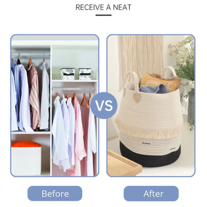 Large Cotton Rope Floor Storage Basket Baby Toys Sorting Baskets Box Laundry Dirty Clothes Basket Bucket With Tassels and Handle
Large Cotton Rope Floor Storage Basket Baby Toys Sorting Baskets Box Laundry Dirty Clothes Basket Bucket With Tassels and Handle