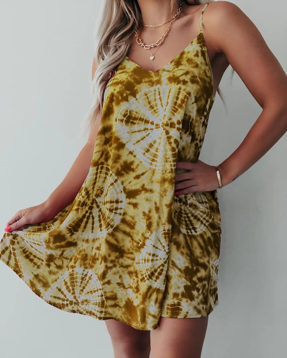 Women Vest Dresses Tie Dye Sling V-Neck Sexy Sleeveless Vintage Loose Plus Size Robes Elegant Party Summer Ladies Streetwear New
Women Vest Dresses Tie Dye Sling V-Neck Sexy Sleeveless Vintage Loose Plus Size Robes Elegant Party Summer Ladies Streetwear New