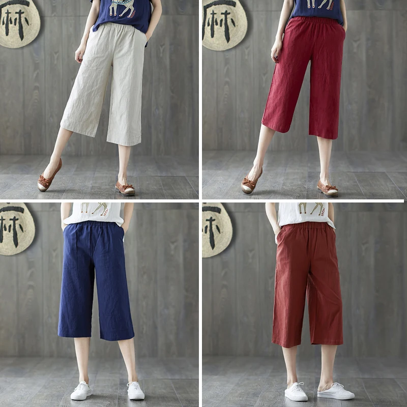 Cotton Linen Capri Pants Female Summer New Style Artistic Loose plus Size Elastic Waist Casual Versatile Slimming Linen Wide-Leg
Cotton Linen Capri Pants Female Summer New Style Artistic Loose plus Size Elastic Waist Casual Versatile Slimming Linen Wide-Leg