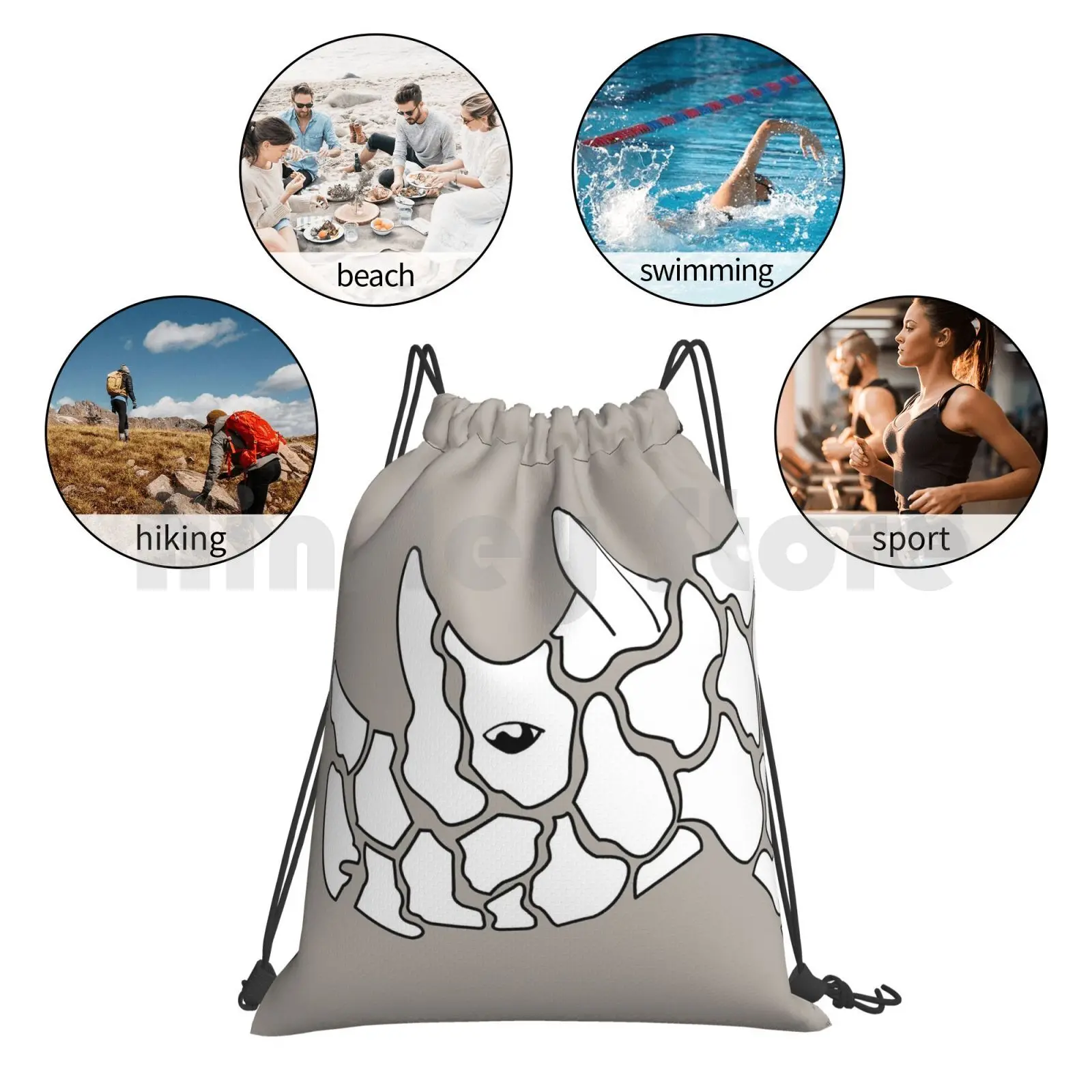 Segmented Rhino Backpack Drawstring Bag Riding Climbing Gym Bag Animals Wwf Minimalistic
Segmented Rhino Backpack Drawstring Bag Riding Climbing Gym Bag Animals Wwf Minimalistic