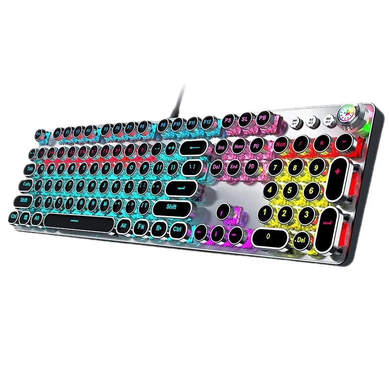 Steampunk Classic Knob Version Mechanical Keyboard Three-piece Set 104-key Wired Backlight Metal Panel
Steampunk Classic Knob Version Mechanical Keyboard Three-piece Set 104-key Wired Backlight Metal Panel