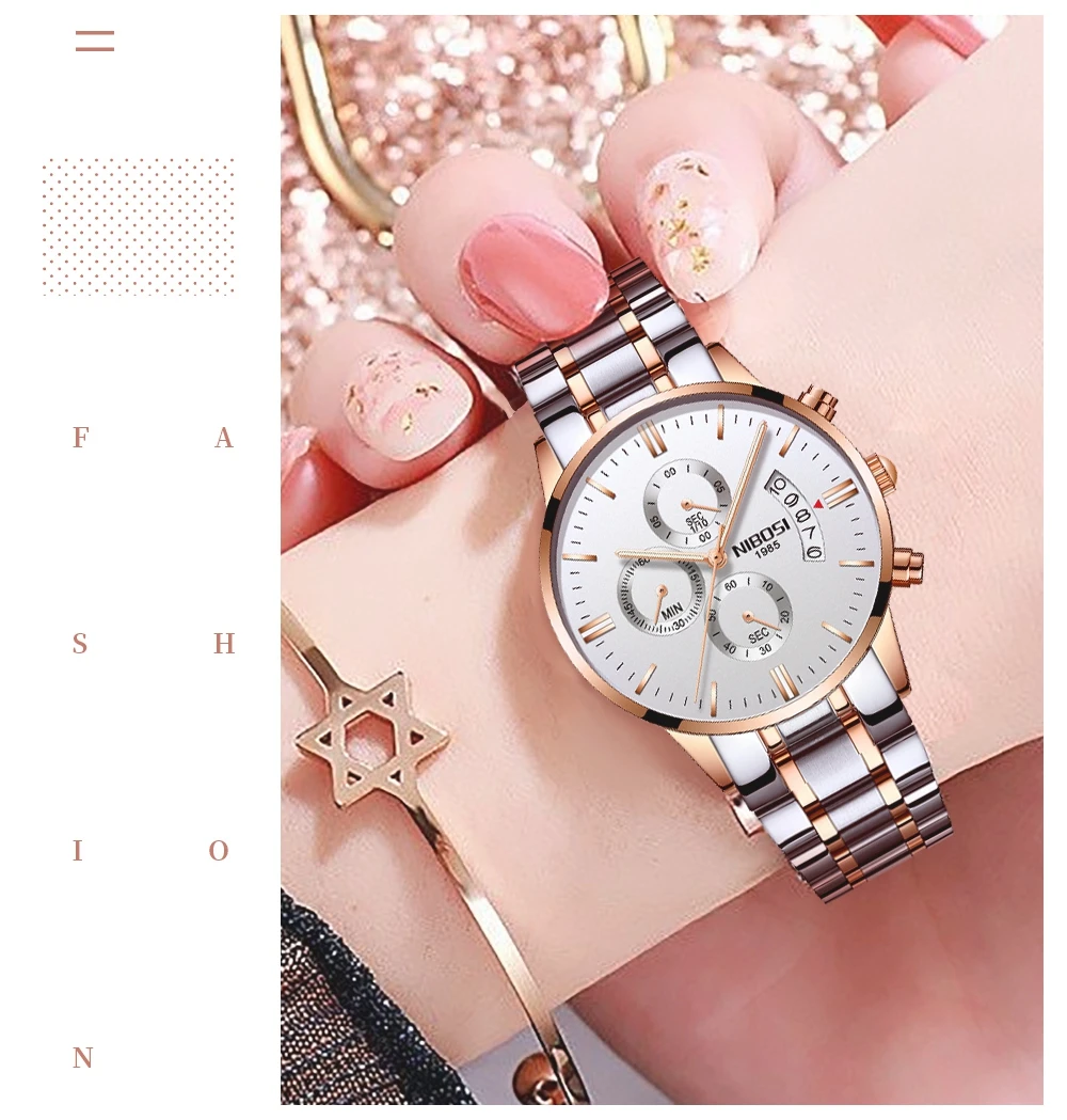 NIBOSI новые модные женские деловые дамские часы Роскошные наручные высшего
