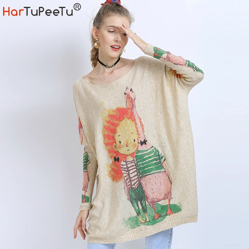 2020 New Autumn Sweater Dress Women Oversize Knit Sweaters Fashion Funny Cartoon Print Batwing Long Sleeve Pullover Tops
2020 New Autumn Sweater Dress Women Oversize Knit Sweaters Fashion Funny Cartoon Print Batwing Long Sleeve Pullover Tops