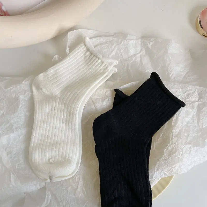 Pure Color Curled Long Socks Female Middle Tube Autumn Winter Black White Ins Couple Stockings Harajuku Style Cute Cotton Socks
Pure Color Curled Long Socks Female Middle Tube Autumn Winter Black White Ins Couple Stockings Harajuku Style Cute Cotton Socks
