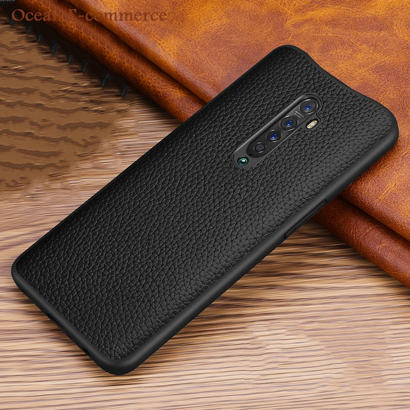 Ультратонкий чехол из натуральной кожи и силикона для OPPO Reno/ 10x zoom/ Reno2/ Reno3/ Pro