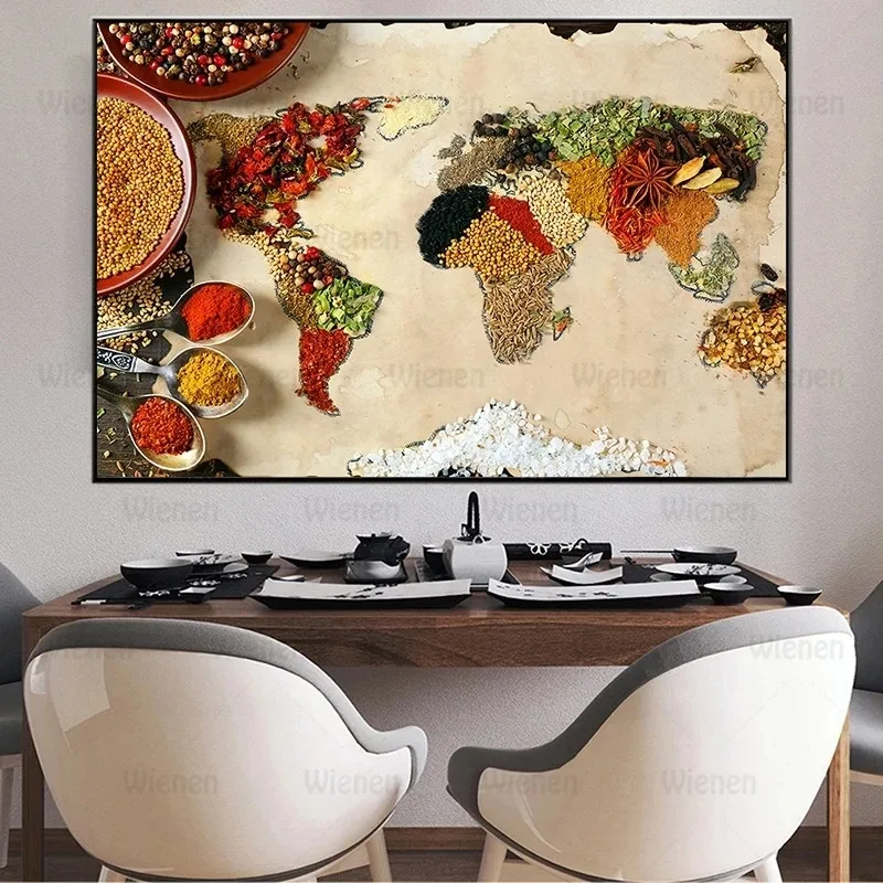 Canvas Painting Grains Spices Spoon Map Wall Art Posters and Prints Seasoning Food Pictures for Living Room Home Decor Posters
Canvas Painting Grains Spices Spoon Map Wall Art Posters and Prints Seasoning Food Pictures for Living Room Home Decor Posters