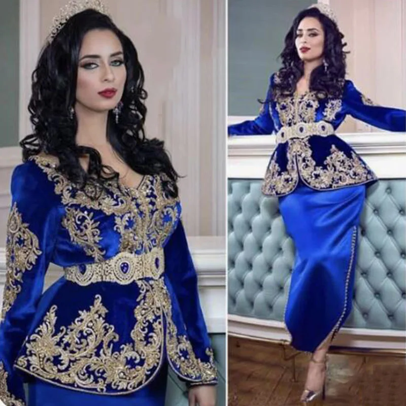 Karakou Algerian Dress Royal Blue Short Evening Dresses 2021 Sexy Long Sleeve Beaded Lace Tea Length Women Prom Gowns Kaftan
Karakou Algerian Dress Royal Blue Short Evening Dresses 2021 Sexy Long Sleeve Beaded Lace Tea Length Women Prom Gowns Kaftan