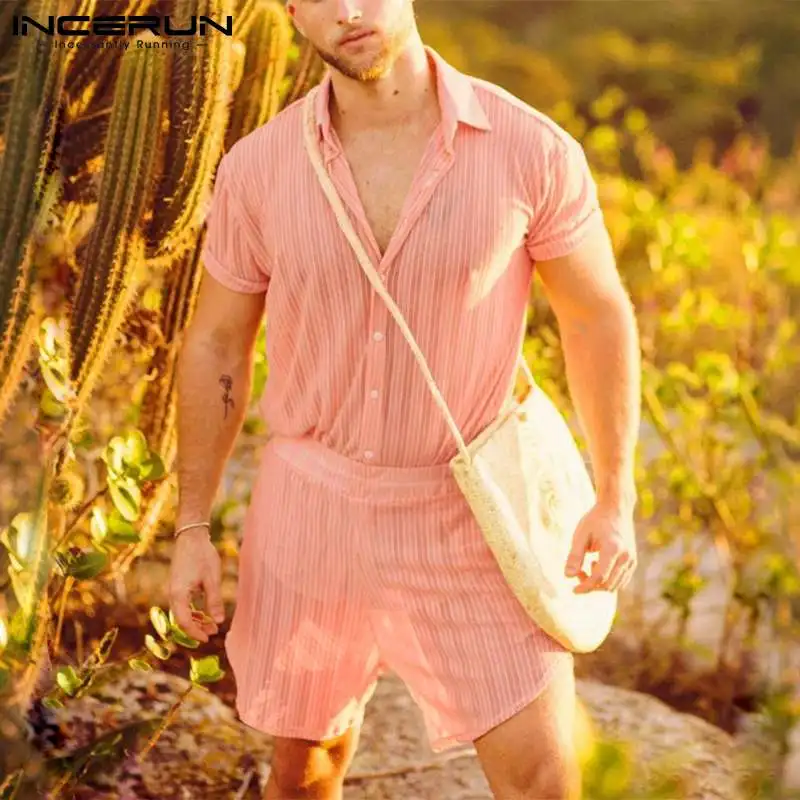 Костюм мужской в полоску, просвечивающий уличный комплект с лацканами, рубашка с коротким рукавом, шорты с эластичным поясом, дышащий повсе...
Костюм мужской в полоску, просвечивающий уличный комплект с лацканами, рубашка с коротким рукавом, шорты с эластичным поясом, дышащий повсе...