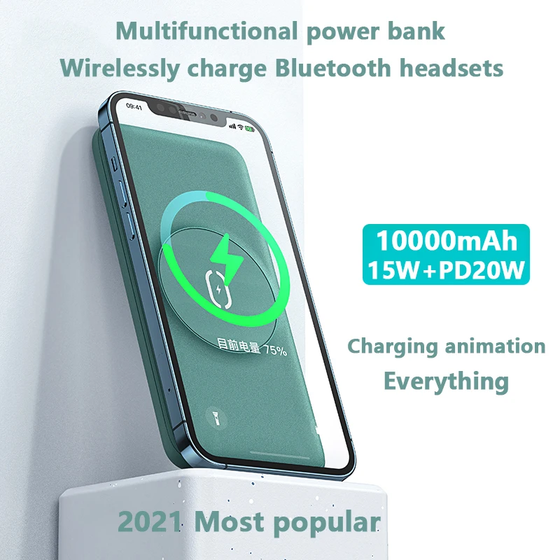 For Magsafe 15W Fast Wireless Charging 10000mAh Magnetic Power bank Mobile phone Battery For iphone 12 Pro Max PD20W USB Charger
For Magsafe 15W Fast Wireless Charging 10000mAh Magnetic Power bank Mobile phone Battery For iphone 12 Pro Max PD20W USB Charger