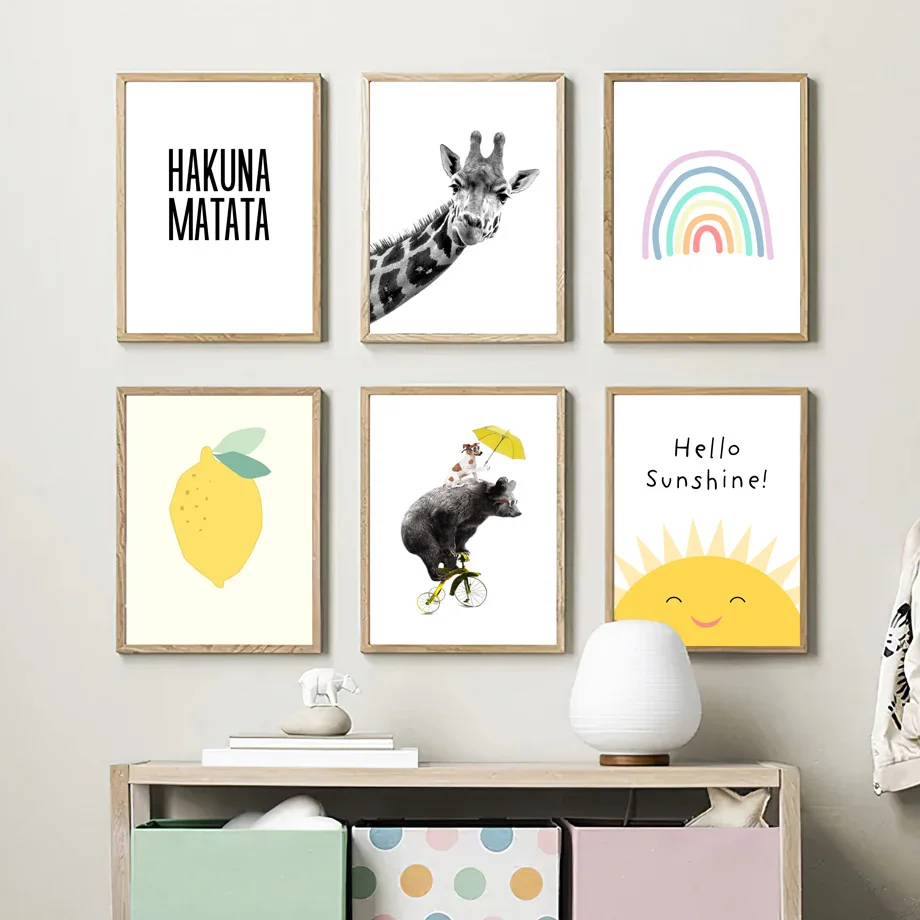Yellow Umbrella Dog Bear Giraffe Lemon Cartoon Nordic Posters And Prints Wall Art Canvas Painting Pictures For Kids Room Decor
Yellow Umbrella Dog Bear Giraffe Lemon Cartoon Nordic Posters And Prints Wall Art Canvas Painting Pictures For Kids Room Decor