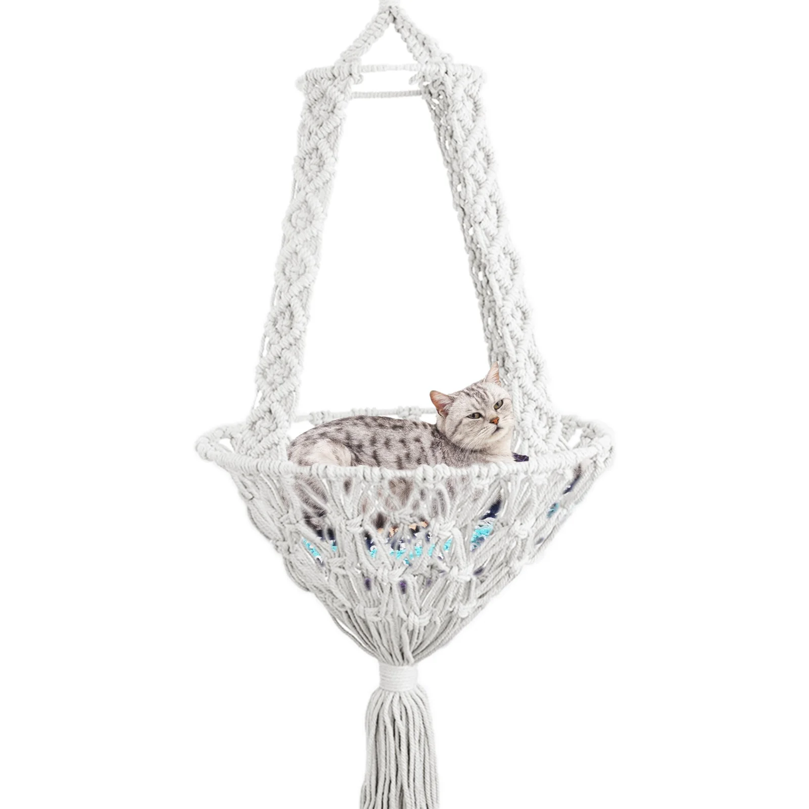 Ins Style Cotton Rope Woven Cat Hammock Macrame Safe Hanging Nest Swing For Small Pet Decorative Bed Practical | Дом и сад