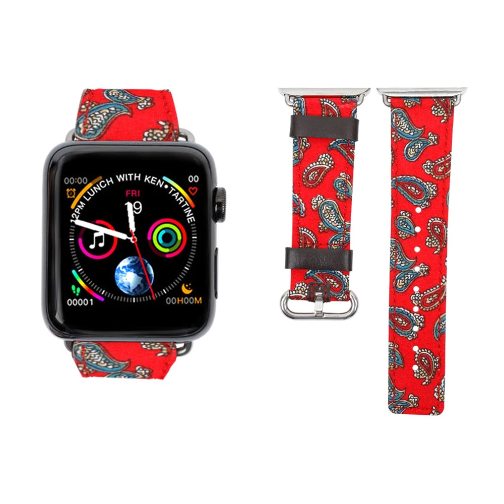Fabric Leather Floral Patter Band For Apple Watch 38mm 40mm 42mm 44mm Denim Band iWatch Series 1 2 3 4 5 6 SE Strap Bracelet
Fabric Leather Floral Patter Band For Apple Watch 38mm 40mm 42mm 44mm Denim Band iWatch Series 1 2 3 4 5 6 SE Strap Bracelet