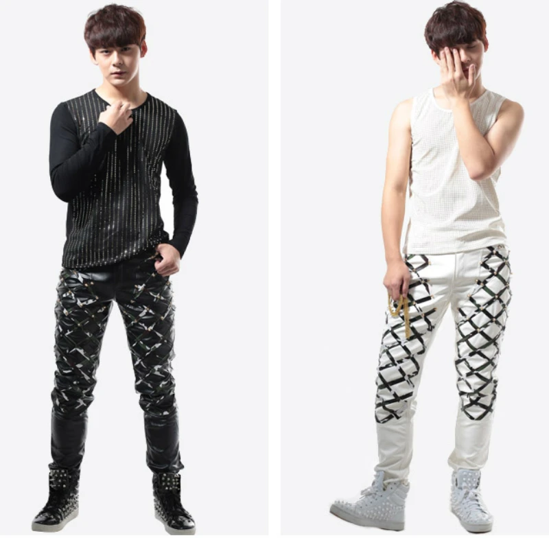 nightclub DJ singer pants punk style lightweight panes men hip hop rock fashion Faux Leather clothes
nightclub DJ singer pants punk style lightweight panes men hip hop rock fashion Faux Leather clothes