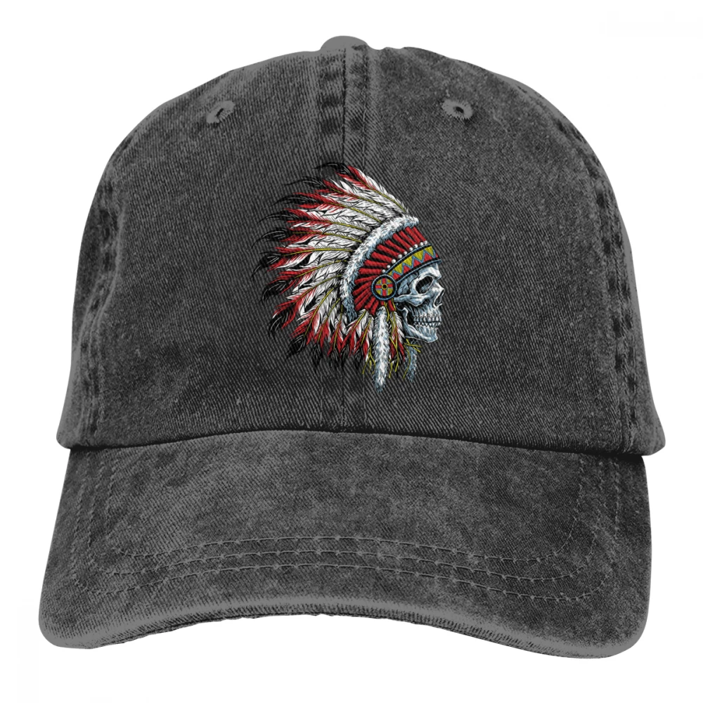 Череп индийский головной убор перо Casquette черный унисекс Мужские Женские