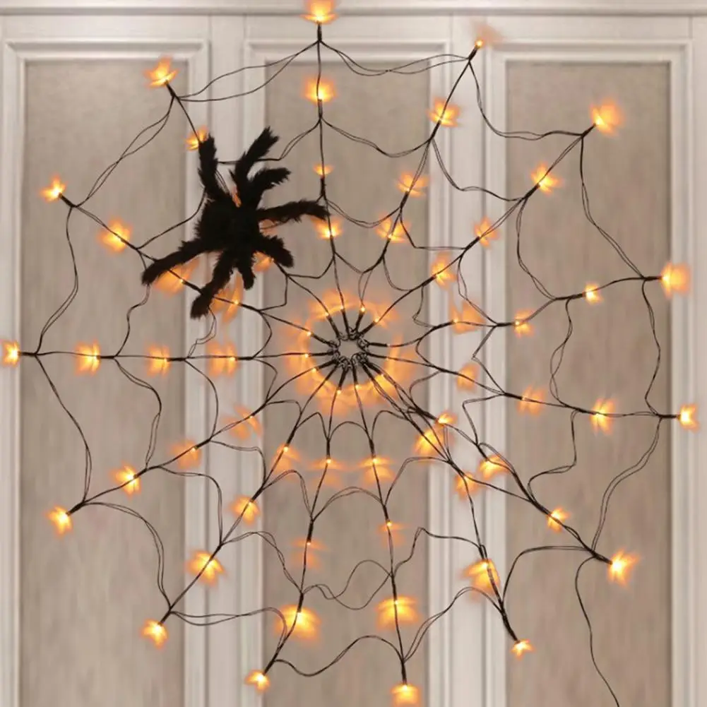 

Светильник-паук на Хэллоуин, 70 теплых ламп, реквизит для вечерние ринки на Хэллоуин, внутреннее и наружное украшение для стены и окна