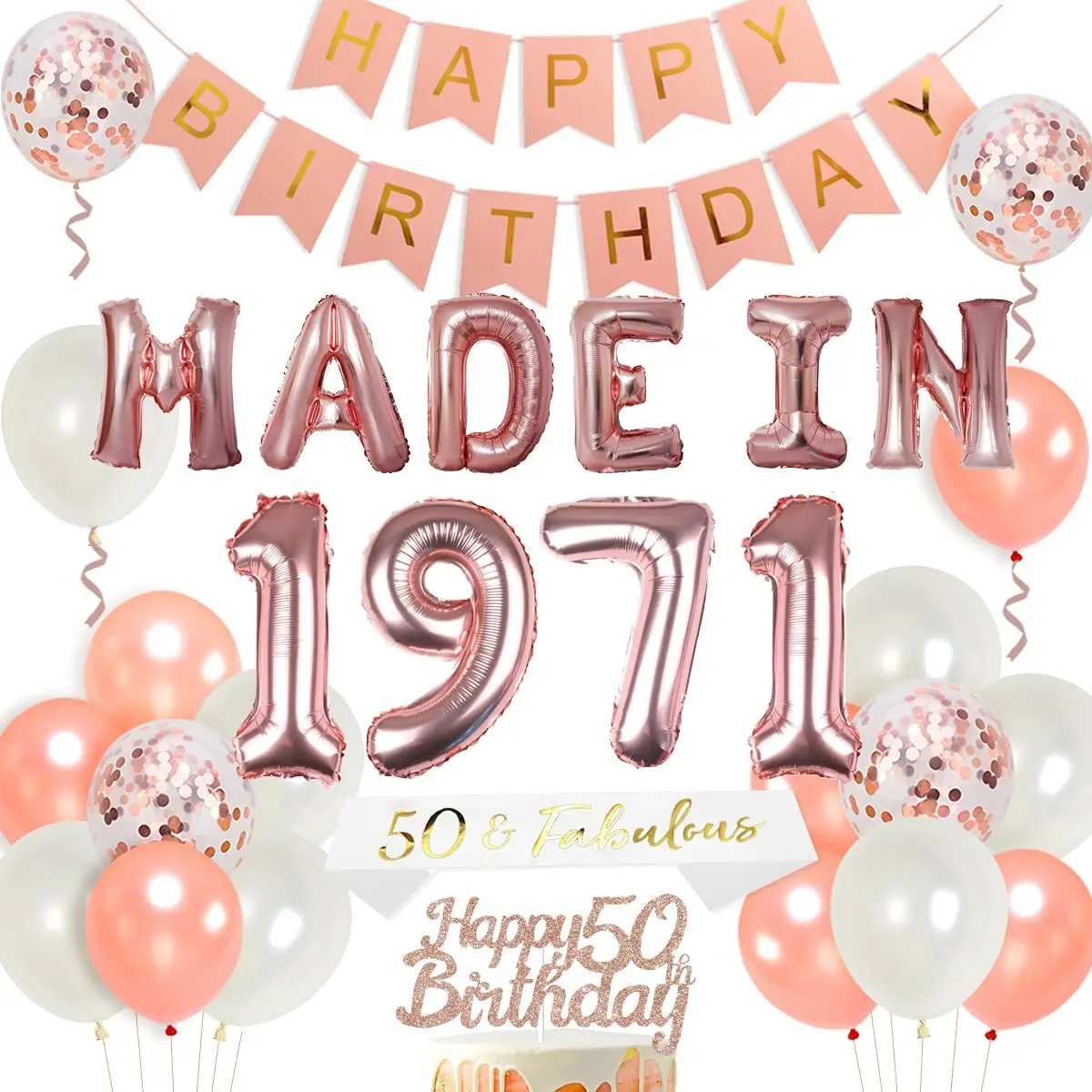 50th Birthday Decorations for Women Rose Gold Happy 50th Birthday Party Decorations Kit 50 Year Old Birthday Party Supplies
50th Birthday Decorations for Women Rose Gold Happy 50th Birthday Party Decorations Kit 50 Year Old Birthday Party Supplies