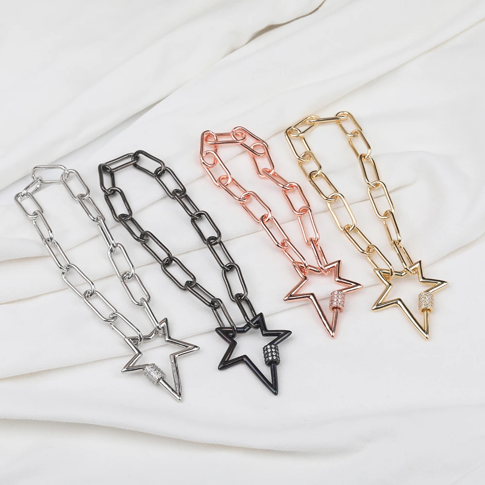 3Pcs CZ Micro Paved Five Point Stars Lock Clasps Charms Bracelet Zirconia Carabiner Retention Chains Bracelet Metal Jewelry 
3Pcs CZ Micro Paved Five Point Stars Lock Clasps Charms Bracelet Zirconia Carabiner Retention Chains Bracelet Metal Jewelry
