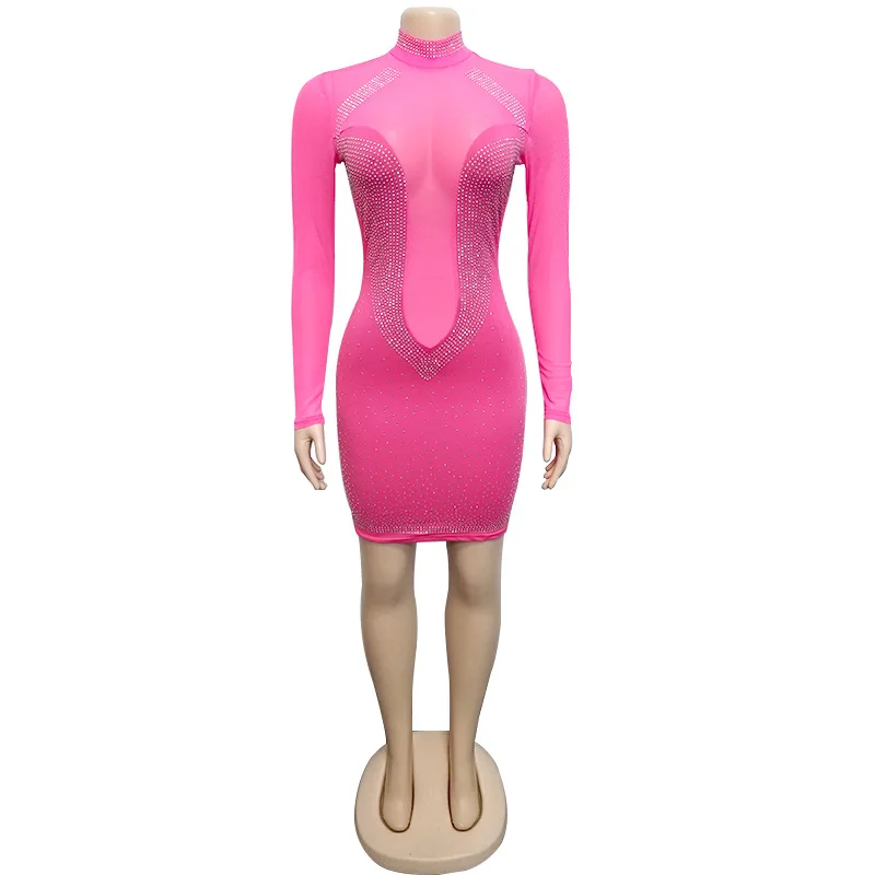 Sexy White Hot Drilling Mesh Patchwork Mini Cocktail Dress Women Turtleneck Long Sleeve Zipper Bodycon Party Clubwear Dress
Sexy White Hot Drilling Mesh Patchwork Mini Cocktail Dress Women Turtleneck Long Sleeve Zipper Bodycon Party Clubwear Dress
