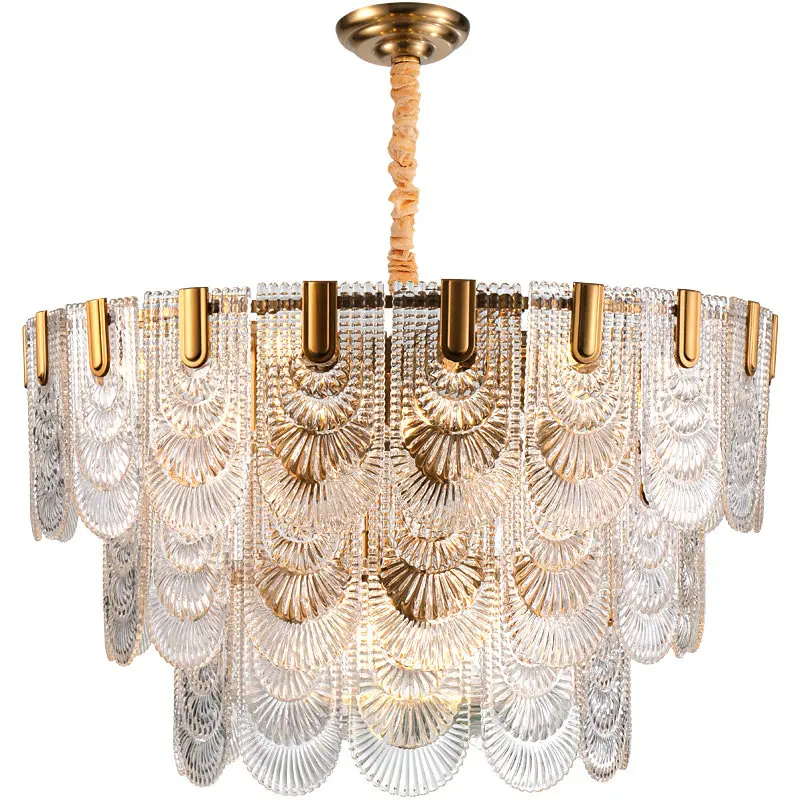 

Nordic Vintage Glass Chandeliers Lighting Decoration For Villa Hotel Lobby Gold Creative Hardware Plated Luminaire New Arrival